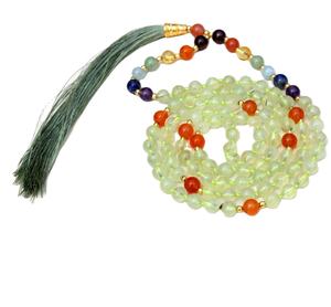 Comprar joyería de Yoga de Chakra de Grado Superior 7 108 cuentas de Mala anudadas Pulsera de Prehnita collares de cuentas de artista indio hechos a mano perla principal - Product Image 2