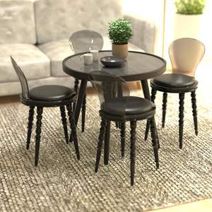 Chaises de salle à manger modernes vintage blanches en PP avec coussins noirs pour l'esthétique de la maison, de la cuisine et du bureau - Product Image 1