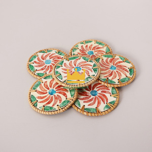 Top 1 Supplier in Vietnam Portable Wood <b>Coasters</b> Set <b>Heat</b> Insulation Teacup Mat & Rattan for Drinks & Teacups - Product Image 3