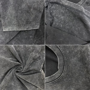 Camiseta lavada con ácido de peso pesado con logotipo personalizado, camiseta mineral para hombre de estilo Vintage de tela tejida lisa en blanco - Product Image 5