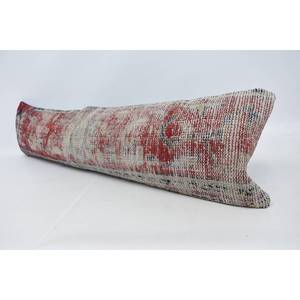 Multicolor Vintage Pattern Wool <b>Pillow</b> 12x48 Inch Decorative Cushion Woven Kantha Patchwork Technique - Product Image 4