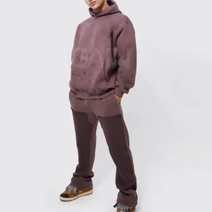 Nouvel Arrivage Survêtements d'hiver pour hommes à capuche, couleur unie, respirants, effet vieilli, taille élastique, vente en gros, faible MOQ - Product Image 1