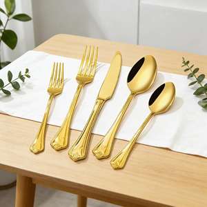 Juego de Cubiertos de Madera de Lujo, 40 Piezas, Servicio para 8 Personas, Borde Clásico con Cuentas, Cubiertos Ecológicos para Bodas - Product Image 1