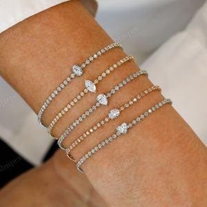 Classic Hip Hop Lab Grown Diamond <b>Tennis</b> Bracelet Custom 14K Yellow Gold CVD Brilliant Cut 1.60-1.80ct VS Clarity IGI Certified - Product Image 2