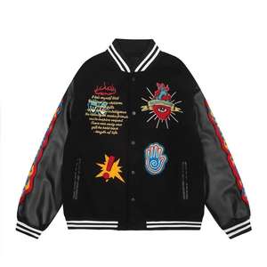 Veste universitaire pour hommes grande taille, broderie chenille personnalisée, patchs de lettres de baseball, style streetwear, style moto, devant en laine - Product Image 4