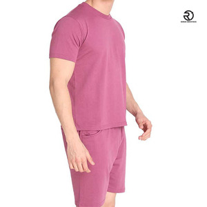 Plaine nouveaux hommes décontracté respirant Shorts ensembles à manches courtes t-shirt Shorts solide ensemble hommes vêtements deux pièces ensembles Streetwear - Product Image 4
