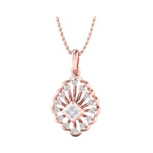Pendentif en diamant de laboratoire taille brillant rond pour femme en or rose 14 carats certifié - Product Image 1