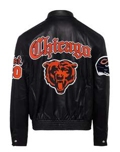 Chaqueta de Cuero Estilo Inglés Antiguo de los Chicago Bears, Negra - Product Image 2