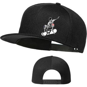 Casquette Snapback à 6 Panneaux avec Logo Personnalisé, Casquette de Baseball à Visière Plate Noire pour Hommes avec Broderie de Drapeau Américain et Canne à Pêche, Casquette de Sport de Plein Air - Product Image 2