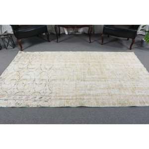 Tapis de 4,6 x 8,2 pieds, tapis turc vintage, tapis oriental blanc et vert - Product Image 3