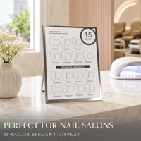 Présentoir de couleurs de vernis à ongles argenté, nuancier acrylique 15 couleurs pour salon avec support