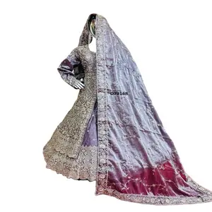 Nuevo bordado pesado trabajo largo fiesta desgaste vestido pakistaní Anarkali Lacha vestido Choli India precio bajo 2023 colección India