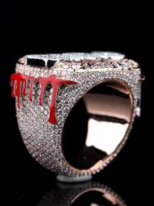Square Design Custom Letter <b>Initial</b> <b>Ring</b> VVS Moissanite Diamond Sparkling Hip Hop Luxury Statement 925 Sterling Silver <b>Ring</b> - Product Image 6