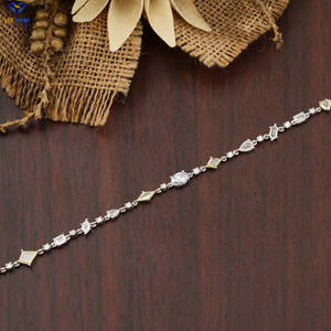 Pulsera de diamantes de corte rosa de 3,76 CT, corte redondo y ovalado, oro blanco de 18 quilates, Diamante certificado/no certificado, Joyería de diamantes Cvd/Hpht - Product Image 3