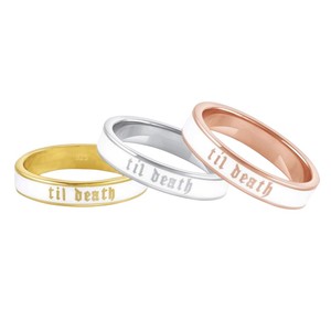 Til Death Dainty Silver Band Ring Venta caliente Trending Stacking Anniversary Gift Band Ring Promise Band Ring - Product Image 4
