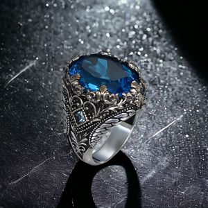 High Quality Ottoman Style 925 Sterling Silver Men's <b>Ring</b> Fashion Jewelry Natural Black Stone Turkish Made Azuris VALKH1641 - Product Image 2