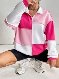 Sweat-shirt Colorblock pour femme Streetwear multicolore Pull polaire pour femme Sweat-shirt Colorblock uni 2025 - Product Image 5