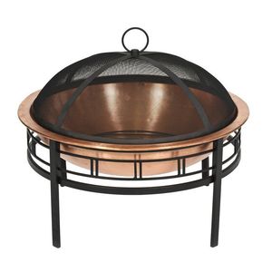 Foyer rond en fer vintage avec un design artisanal robuste et une finition au feu naturel, adapté à la détente du soir - Product Image 3