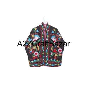 Blouson bomber vintage brodé à la main avec motif floral, en coton tricoté, réversible, écologique, respirant et à séchage rapide - Product Image 1