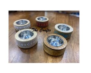 Juego Mubkhar de madera de forma redonda de cinco quemadores de incienso de tamaño personalizado para accesorios de decoración del hogar - Product Image 1