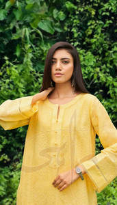 Trajes Formales Amarillos para Mujer, Estilo Único, Alta Calidad, Ecológicos, Algodón Chikankari, Sostenibles, Gran Venta - Product Image 4