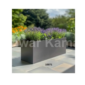 Vente chaude Mat Noir Rectangulaire Jardinière Boîte Moderne Zinc Galvanisé Conique Abreuvoir Planteur Pour Jardin Parc Cour Patio Décor - Product Image 2
