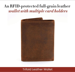 Portefeuille en cuir portefeuille protégé avec plusieurs porte-cartes ton effet vintage marron portefeuille en cuir pleine fleur pour hommes - Product Image 2