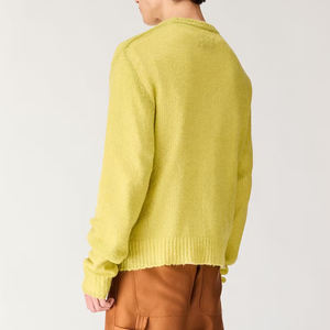 Fait sur mesure de haute qualité col rond manches longues hiver moelleux tricot coton anti-rétrécissement coupe décontractée couleur unie pull hommes - Product Image 5