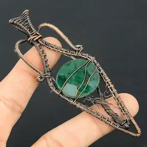Emerald Gemstone Copper Pendant Gemstone Fashion Jewelry for Women Men Gift For Her Fashion P-325