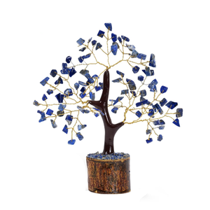 Pierre semi-précieuse naturelle Lapis lazuli arbre de pierres précieuses 100 puces arbre de cristal Feng Shui Figurine pour la décoration de la maison - Product Image 1