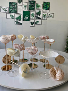 Verres à vin de coquillage, vin de coquille de conque de mer naturel fait à la main créatif unique, tasse de coquille d'escargot de tige de base dorée - Product Image 5