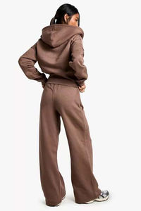 เซ็ตชุดวอร์ม2ชิ้นมีฮู้ดและกางเกงขาตรงสำหรับผู้หญิงกางเกงวอร์มยาวเต็มตัวระบายอากาศได้ดี - Product Image 3