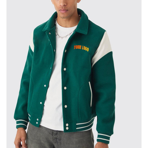 Chaquetas informales con letras personalizadas para hombre para Otoño Invierno Boxy Fit Varsity Jacket con parches bordados en la parte delantera al por mayor - Product Image 4