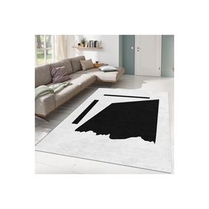 Ensemble de tapis imprimé numérique dessin abstrait noir et blanc - Product Image 1