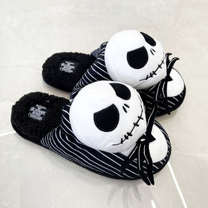 Dessin animé maison hiver maison mode Halloween crâne <span class=keywords><strong>Jack</strong></span> poupée pantoufle Super doux peluche avec PP coton plus chaud pour hommes enfants - Product Image 3