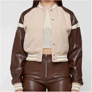 Veste Letterman Varsity personnalisée 100% en laine manches en cuir de vachette d'origine grande taille coton rempli de matériel d'automne imprimé - Product Image 1