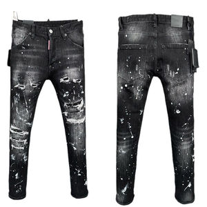 Nueva moda 100% pantalones vaqueros desgastados de algodón pantalones de mezclilla de lavado de ropa de calle de alta calidad para hombres - Product Image 1