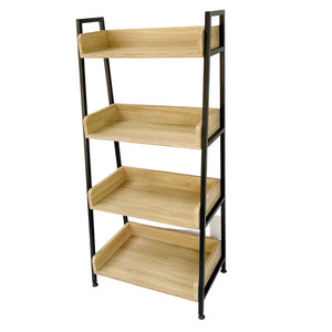 Étagère à livres en contreplaqué à 4 niveaux de style industriel CASAN, minimaliste et gain de place, avec structure en fer pour la maison, le bureau, l'atelier, la chambre - KS68114 - Product Image 3