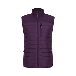 Veste matelassée décontractée en gros, couleur marron foncé, fermeture éclair, sans manches, imperméable, respirante, nylon polyester, chaude, coupe-vent, trois - Product Image 1