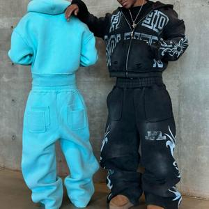 Conjunto Deportivo Personalizado de Alta Calidad, Chándal Holgado 100% Algodón, Sudadera con Capucha y Cremallera con Lavado Ácido y Pantalones Deportivos Holgados para Hombre - Product Image 4