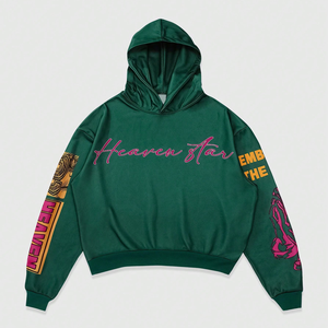 Pull lourd 500gsm personnalisé Sweats à capuche pour hommes Pull personnalisé de haute qualité en strass délavé à l'acide Streetwear Fabricants - Product Image 2