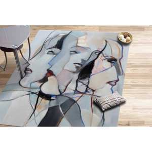 Alfombra con Diseño de Rostro de Mujer Abstracto: Decoración de Arte Moderno, Alfombra Delgada de Tela No Tejida - Product Image 1