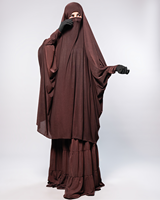 Robe Jilbab Premium Droite et Modeste en Jersey Deux Pièces Longueur Ras du Sol avec Jupe à Volants, Design Simple, Service OEM en Gros Mondial