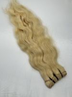 Qualité supérieure # Lot de mèches de cheveux humains indiens blonds 613, double trame, 100 % vierges Remy, cuticules alignées, simple trame, couleur naturelle