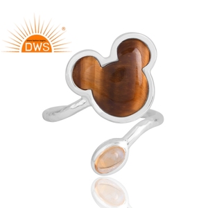 แหวนเงินแท้ 925 ประดับพลอยตาเสือสีเหลืองและซิทริน ดีไซน์สั่งทำพิเศษสำหรับผู้หญิง ของขวัญสำหรับเธอ - Product Image 3