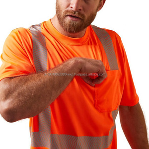 T-shirts de sécurité haute visibilité OEM neufs, impression de logo personnalisée, t-shirts de sécurité pour hommes, vêtements de travail réfléchissants pour hommes - Product Image 3