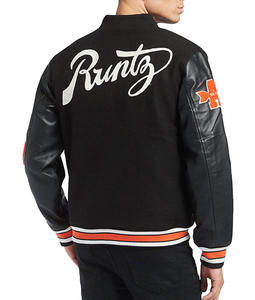 Veste universitaire en laine personnalisée pour hommes avec broderie en chenille, manche en cuir léger et col à capuche pour l'hiver Vente en gros - Product Image 6