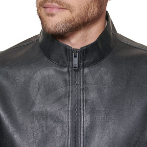 Fashionable Men <b>Leather</b> <b>Jacket</b> with <b>Long</b> Sleeves Secure Fastening Functional Storage Front Logo Breathable for Daily Wear - Product Image 6