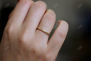 Sept diamants bague de mariage laboratoire cultivé CVD diamant bandes de mariage maigre mince bague de mariage en gros blanc jaune or Rose anneaux - Product Image 5