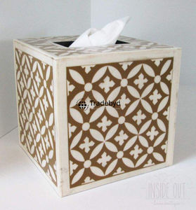 Premium Quality Unique Mop Inlay Tissue <b>Box</b> Artisanal Table Holder <b>Floral</b> Pattern Engraved Design for Classy Home Styling - Product Image 2